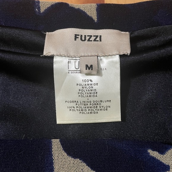 Fuzzi Jean Paul Gaultier Ruffle Mesh Midi Skirt Navy Ivory Abstract Print Medium - Picture 4 of 8